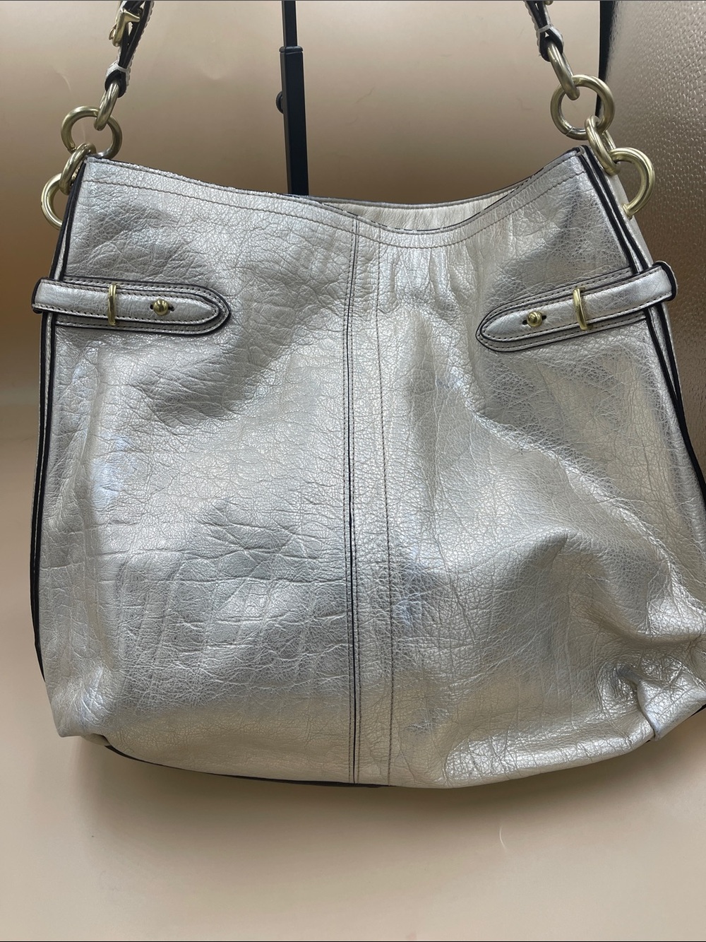 Coach Collette Metallic Gold Leather Hobo Bag - Picture 2 of 10